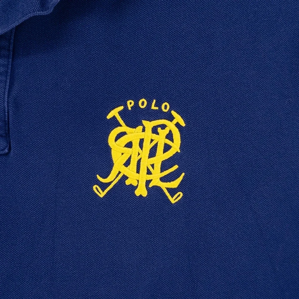 Ralph Lauren Polo Club Navy Blue 1988 Scribble Logo RLPC Vintage Polo Shirt 3XLT